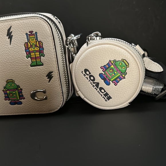 Coach Cosmic Charter Slim Crossbody Robot Print bag Leather Purse Graphic Motif - Picture 5 of 10